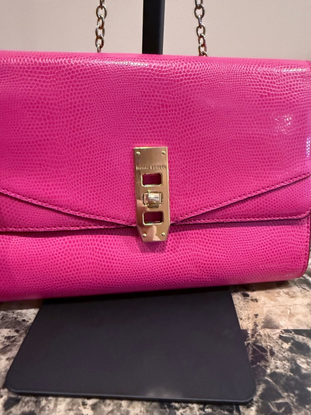 Henri Bendel Snakeskin-Embossed Uptown Crossbody/ Clutch - Picture 4 of 14